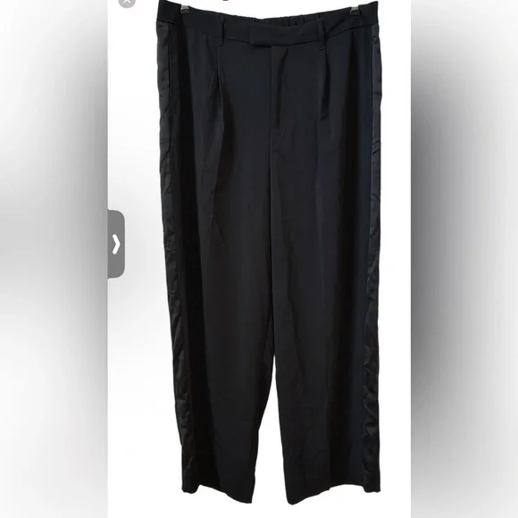 A New Day Black Dress Pants Tuxedo Stripe Business Office Chic Classy NWT - Picture 1 of 7